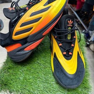 Adidas Men's Black and Orange Sneakers